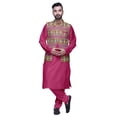 thumbnail image 1 of Atasi Solid Kurta Churidar With Printed Jecket Set For Mens Summer Party Wear, 1 of 1