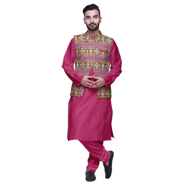 Atasi Solid Kurta Churidar With Printed Jecket Set For Mens Summer Party Wear