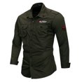 thumbnail image 2 of Men's Cotton Long Sleeve Military Button Down Shirts Cargo Work Shirt, 2 of 4