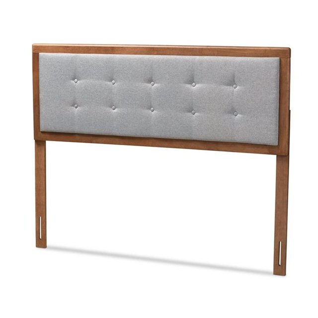 Baxton Studio Tête de Lit Capitonnée en Bois Style Mi-Siècle Sarine Grand Lit en Gris Pâle