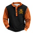thumbnail image 4 of Men's Retro Halloween Quarter Button Collar Sweatshirt Haunted House Acting Essential Partially Buttoned Pullover Vintage Horror Print Last-Minute Halloween Party, 4 of 4