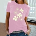thumbnail image 2 of KIHOUT Nouveau Haut de Mode d'Été pour Femmes 2025, T-Shirt à Manches Courtes à Col Rond Décontracté à Imprimé Floral Rose 3TG, 2 of 5