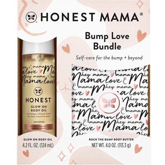 The Honest Company Honest Mama Ensemble Amour Corps + Ventre / Hydratant, Huile d'Origine Végétale + Crème au Beurre pour Marques d'Étirement