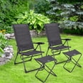 thumbnail image 3 of Costway Ensemble de 4 Chaises de Salle à Manger Pliantes pour Patio avec Ottoman, Dossier Réglable, Camping, Gris, 3 of 10