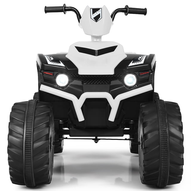 Patiojoy 12V Electric Kids Quad ATV Ride on Car with LED Lights& Bluetooth White