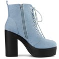 thumbnail image 5 of Unique Bargains Bottes de Combat à Plateforme à Talon Épais à Fermeture Éclair pour Femmes, 5 of 5