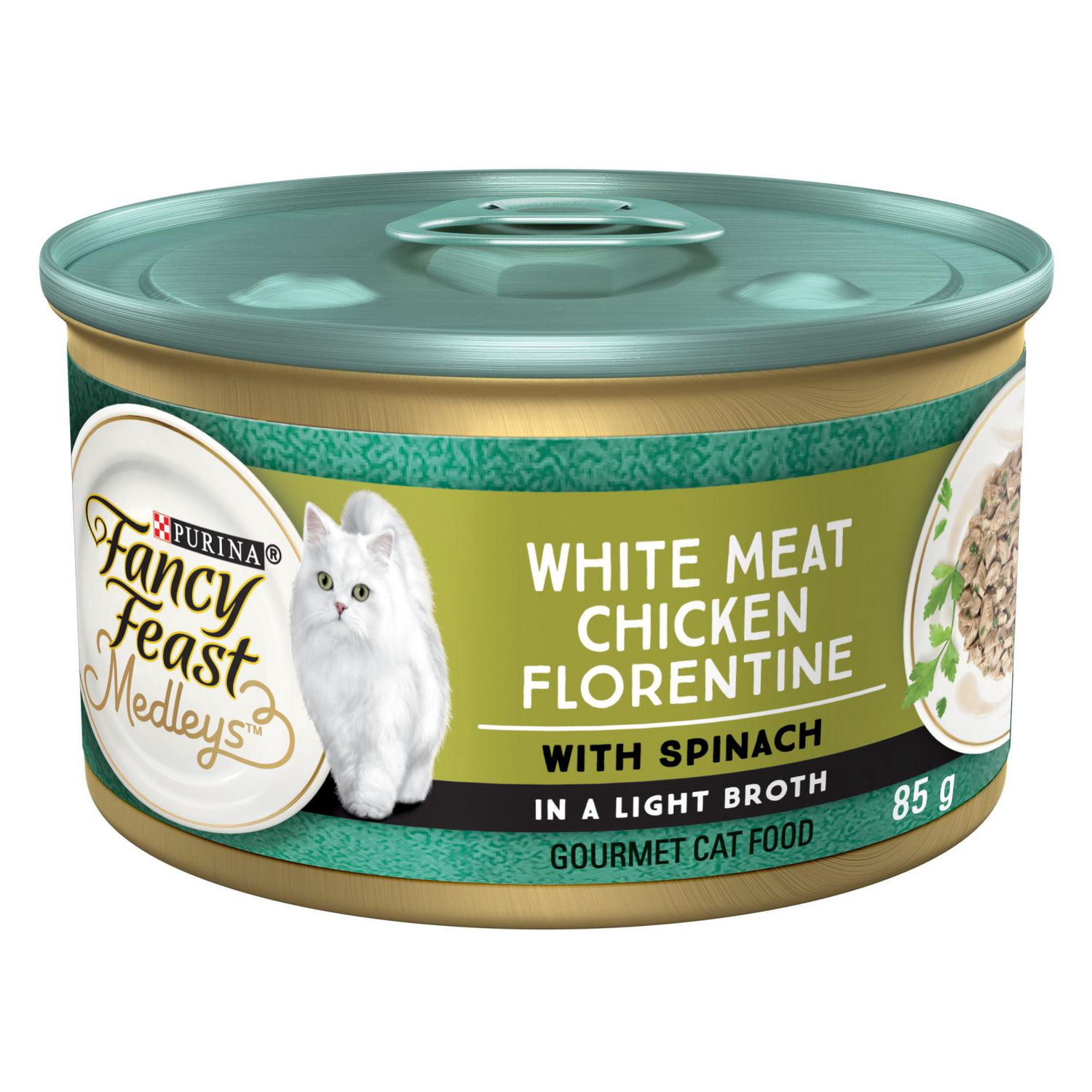 Fancy Feast Medleys White Meat Chicken Florentine in a Light Broth, Wet Cat Food 85 g