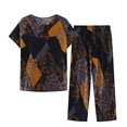 thumbnail image 1 of Penkiiy Ensemble Deux Pièces d'Été pour Femme, Manches Courtes, Col Rond, Ensemble de Pyjama, Hauts Imprimés, Ensemble Pantalon, TG Multicolore, 1 of 1