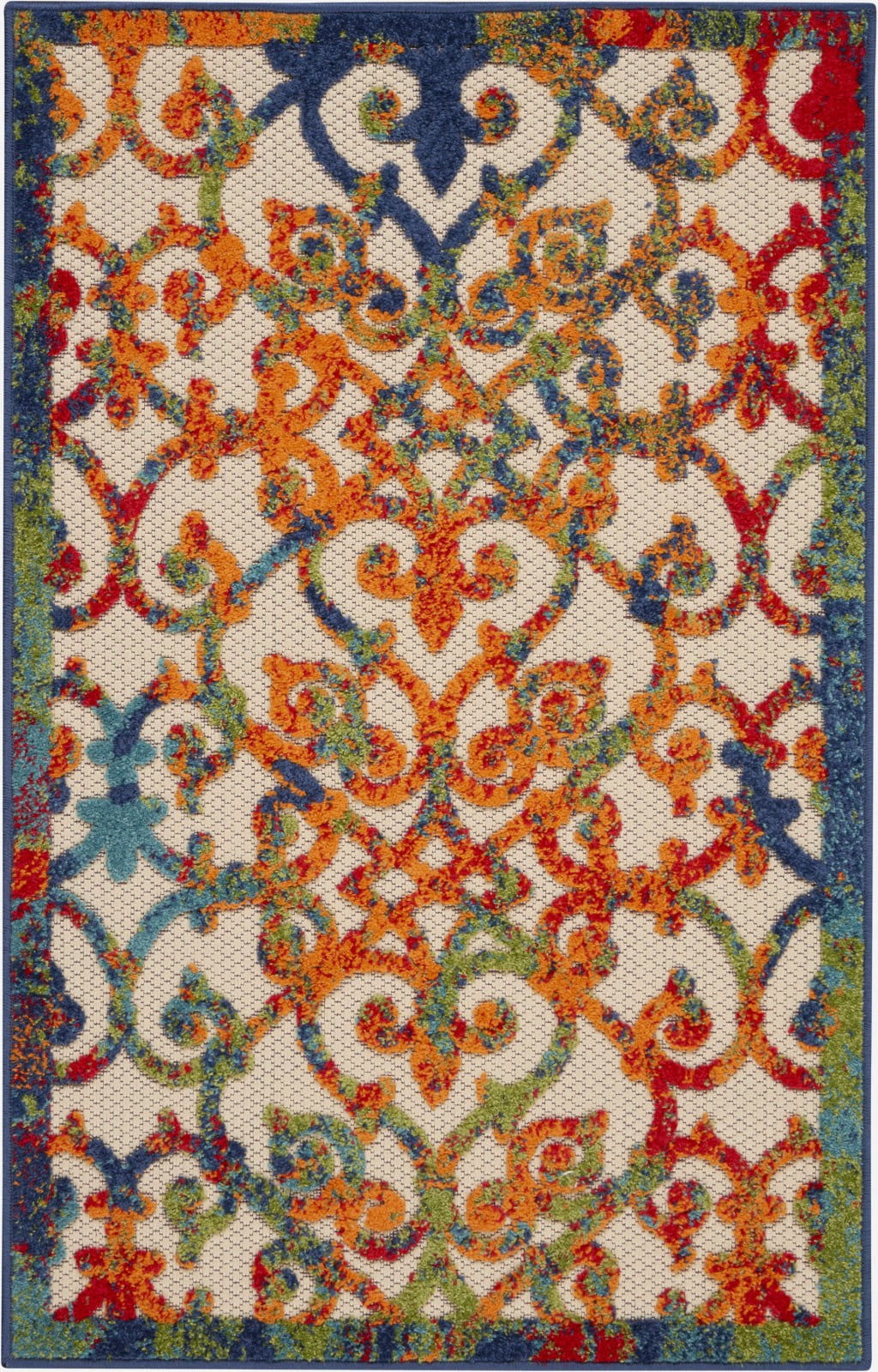 HomeRoots Rainbow Colored Indoor Outdoor Area Rug, 3' x 4', Stain Resistant, 1 Count