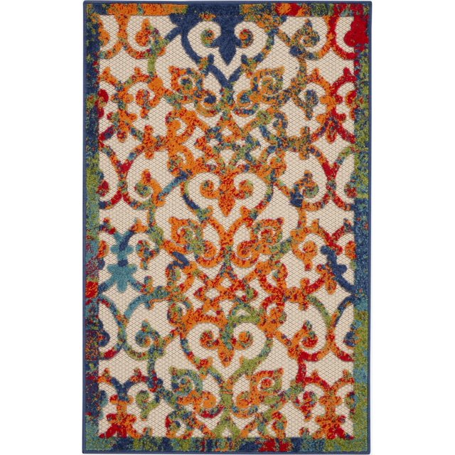HomeRoots Rainbow Colored Indoor Outdoor Area Rug, 3' x 4', Stain Resistant, 1 Count