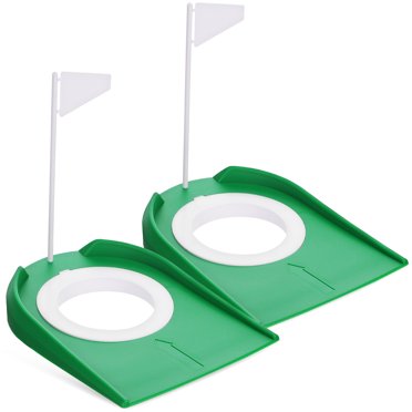 2 Pcs Gobelets de Golf Portables pour Entraînement Intérieur, Équipement de Pratique de Golf, Outil d'Entraînement de Golf pour Débutant, Gobelets de Trou de Golf avec Drapeaux