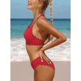 thumbnail image 4 of Charmo Women Keyhole Cutout Bikini Sexy Two Piece Bathing Suits Mid Rise Swimsuits, 4 of 5