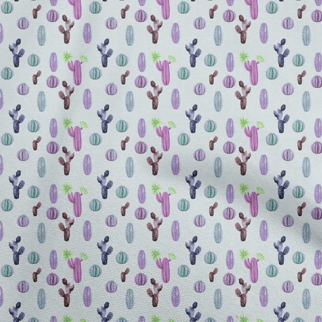 oneOone Polyester Spandex Purple Fabric Cactus Sewing Craft Projects Fabric Prints By Yard 56 Inch Wide