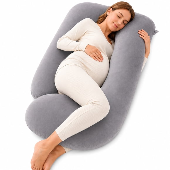 AOQIAN Pregnancy Pillow, U Shaped Full Body Maternity Pillow for Sleeping with Removable Cover, 69 inch, Deep Gray