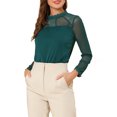 thumbnail image 4 of INSPIRE CHIC Blouses Décontractées pour Femmes à Col Rond en Dentelle Florale à Manches Longues en Chiffon, 4 of 5