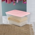 thumbnail image 3 of Sterilite 55 Liter Storage Box, Clear Plastic Storage Bin with Snap-on Lid, Pink, 3 of 5