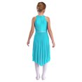 thumbnail image 2 of RUNQHUI Kids Girls Sleeveless Shiny Rhinestone Ruched Ballet Leotard Dress Lyrical Modern Contemporary Ballroom Light blue 10, 2 of 7