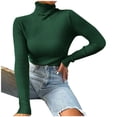 thumbnail image 2 of EGNMCR Chandail à Col Roulé pour Femmes, Chandails pour Femmes Mode Femmes Manches Longues Unies chandail Col Roulé Chandail Décontracté Hauts Chandail Femmes, 2 of 8