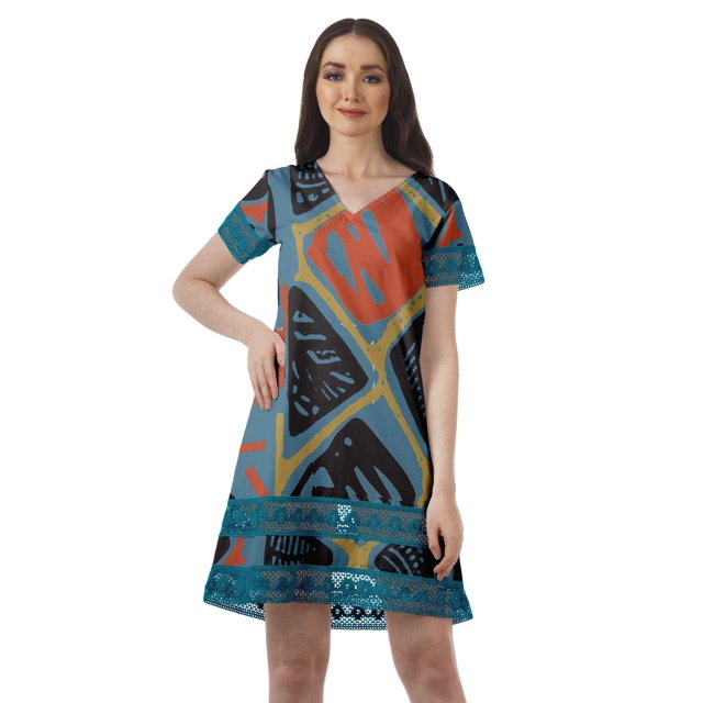 Moomaya Tenues d'Été Coton Flex Imprimées Robes Courtes pour Femmes Tenue Décontractée