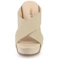 thumbnail image 2 of BLISSFUL STEP Women's Linen Platform Slide Wedge Open Toe Sandals, 2 of 6