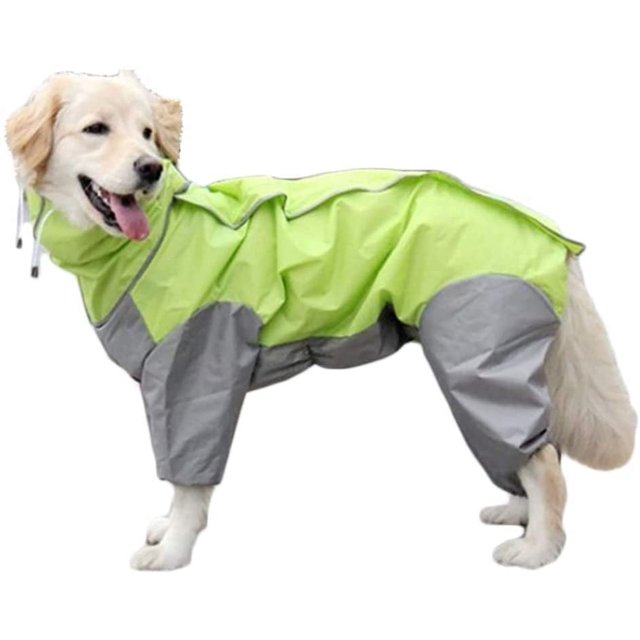 Imperméable pour Chien avec Capuchon Amovible, Manteau pour Chien d'Extérieur à Cordon de Serrage Ajustable, Veste Imperméable pour Chien, Veste de Pluie avec Capuchon et Trou pour Collier, 10 Tailles, 22