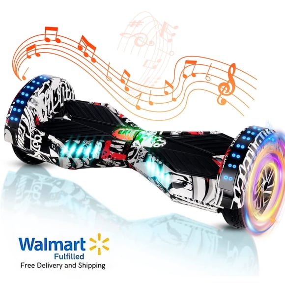 WEELMOTION 8" PIRATE Off-road Hoverboard Hoverboard for Kids Adults with LED lights and Music Speaker 8 Inch All Terrain hoverboard with bag, Dual 300W Motor up to 8km/h, UL2272 certified