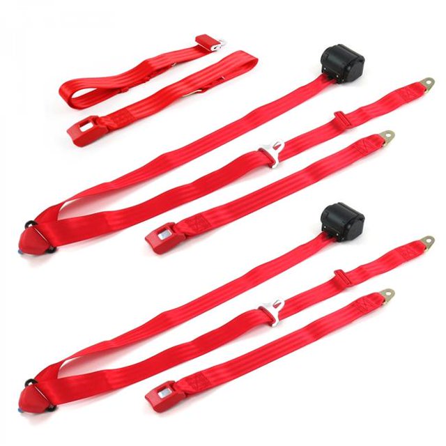 Jeep Comanche 1985-1992 Standard Ensemble de Ceinture de Banc Rétractable Rouge à 3 Points - 3 Ceintures