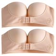 thumbnail image 2 of Bras for Women Womens 2PCS Solid Color Strapless Non Slip Adjustment Rimless Dress Bra F Cup 75F, 2 of 8