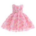 thumbnail image 1 of Robes pour Adolescents Manches Courtes Col Rond Imprimés Danse Fête Vêtements Décontractés Robe de Demoiselle d'Honneur Rose 3-4 Ans, 1 of 4