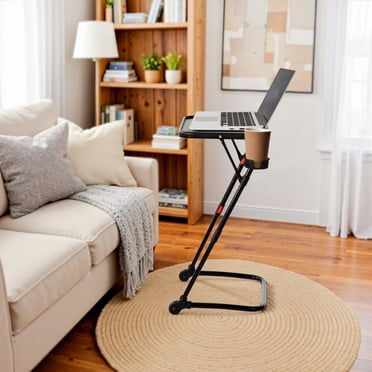 Poste de travail pliable noir Homy Casa avec porte-gobelet et hauteurs ajustables