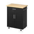 thumbnail image 3 of Walsunny Kitchen Island Table Stand with Storage on Wheels,Rolling Kitchen Cart Storage Cabinet with Drawer,Black, 3 of 8