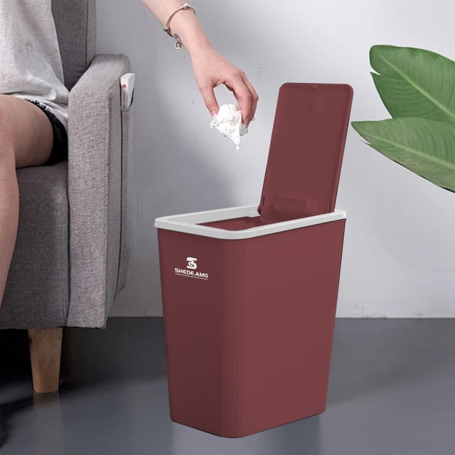 Dvkptbk Bathroom Trash Can With Lid Garbage Can With Press Lid Plastic Wastebasket With Popup Lid For Toilet Office Bedroom Living Room