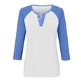 thumbnail image 4 of ManxiVoo Relaxed Fit Womens Top V Neck 3 4 Sleeve Button Front Shirt with Raglan Sleeves for Summer L Size Sky Blue, 4 of 5