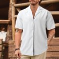 thumbnail image 2 of BOBOGOJP Mens Short Sleeve Shirts Classic Fit Short Sleeve Button One Open Pocket Solid Basic Shirt,White XL, 2 of 5