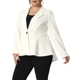 thumbnail image 1 of Agnes Orinda Women's Plus Size Blazer Button Notch Panel Ruffle Peplum Blazers 3X White, 1 of 6