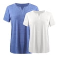 thumbnail image 3 of Babysbule T-Shirt Surdimensionné à Col en V pour Femmes 2 Pcs, Doux, Confortable, Blouse Décontractée, Haut d'Été Mode, Polyester, 3 of 3