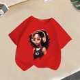 thumbnail image 2 of T-shirts Graphiques pour Filles à Manches Courtes, Col Ras du Cou, T-Shirts Surdimensionnés, Vêtements d'Été pour Filles, Rouge, 4-6 Ans, 2 of 4
