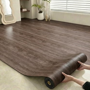 Wood Grain Peel and Stick Floor Tiles,Self-Adhesive Vinyl Flooring Roll,Hard Surface/Waterproof/Anti Slip,DIY Easy for Wall Floor,Bedroom,Kitchen (Amber Flow Brown,15.7 Wide x 78.7 Long inch)