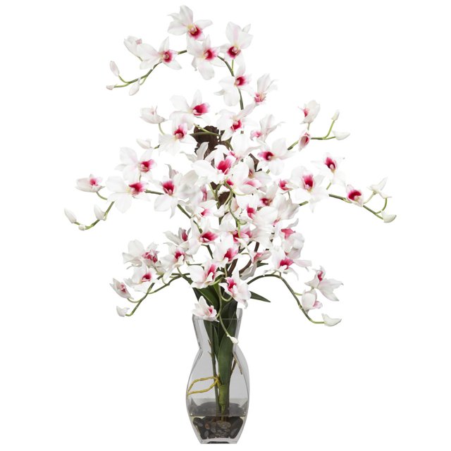 Dendrobium w/Vase Arrangement Floral en Soie