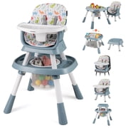 Babyjoy 16-in-1 Baby High Chair with Activity Center Booster Seat Building Block Table Celadon