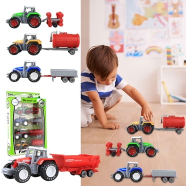 Riforla Truck Toy Tractor with Trailers 4 Piece Farm Toy Car Set Kids Toys Car Model Green
