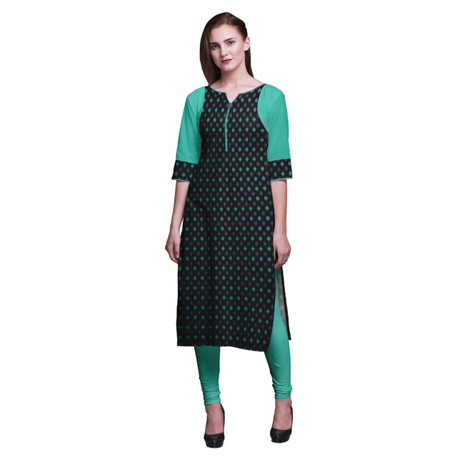 Bimba Cotton Printed Straight Kurtis For Women Panel Kurta Summer Tunic-X-Large