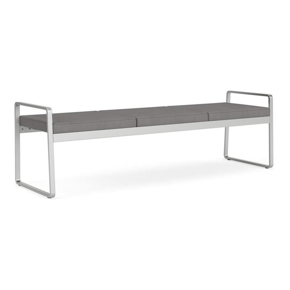 Banc 3 Places pour Réception et Salle d'Attente Gansett / Acier Argenté / Gris Pâle