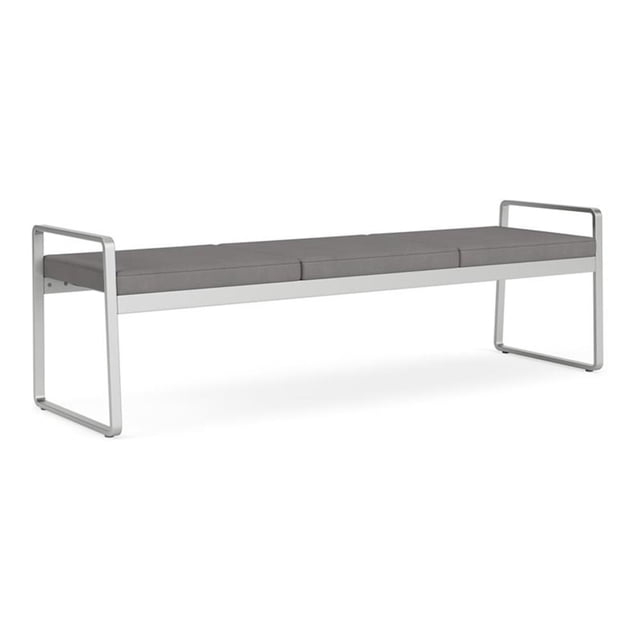 Gansett Reception Waiting Room 3-Seat Bench / Silver Steel / Light Gray