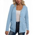 thumbnail image 1 of HAiming Womens Knit Cardigan Long Sleeve Button down V Neck Solid Color Lightweight Sweaters with Pockets, 1 of 4