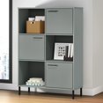 thumbnail image 1 of vidaXL Bookcase with Metal Legs Grey 90x35x128.5 cm Solid Wood OSLO, 1 of 5