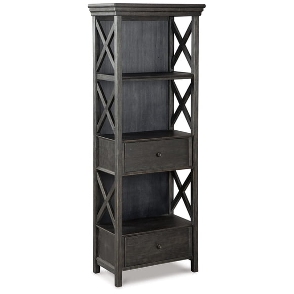 Bowery Hill 3 Shelf Bookcase in Black and Gray