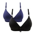 thumbnail image 1 of Workout Sports Bra Women Back-Smoothing Bra Feature V-Neck Longline Bra Style W-525 Navy 34, 1 of 2