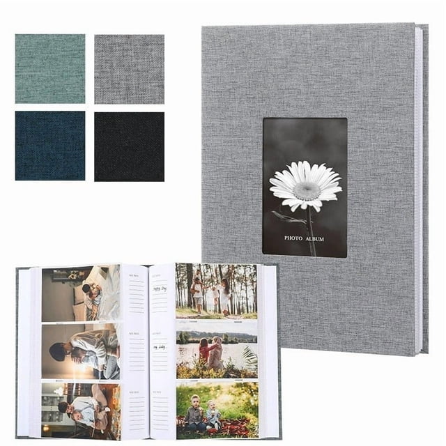Photo Album Large Photo Album with 300 Photo Capacity Linen Cover and Acid-Free PVC-Free Pages with Writing Space for 4x6 Photos,Black,6"(200PCS) JASKFLY