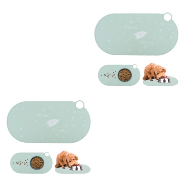 Decodeary Wide Application Silicone Food Mat Waterproof And Tear-Resistant Cats Bowl Mat 2Set